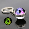 Porte-clés boule de verre lumineuse double face avec silhouette de fée violette - Style fée violette rêveuse (JY008269-1)