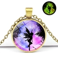 Collana vintage in bronzo con ciondolo silhouette fata ed effetto luminoso verde al buio - Stile Fata Stellata (JY008273-1)