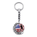 Drehbarer Schlüsselanhänger mit 2023 Baseball-Silhouette und US-Flaggen-Muster Silber - Baseballspieler Schwingende Silhouette (JY008286-2)