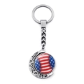 Drehbarer Baseball-Schlüsselanhänger mit US-Flagge und silbernem Mondanhänger - Stars and Stripes Rotierender Ball Stil (JY008286-4)