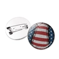 Rundes Anstecknadel-Abzeichen mit US-Flagge und Baseball-Design im Vintage-Stil - Baseball-Naht Flaggenfusion (JY008284-3)
