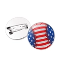 Runde USA Flagge Baseball Sport Brosche mit Metallrückseite und Sicherheitsverschluss - Sterne Streifen Baseball-Nähte (JY008284-4)