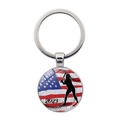 2023 USA flag baseball player silhouette silver keychain with vintage star pattern - Batter Silhouette 2023 Style (JY008280-2)