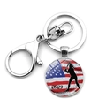USA-Flaggen Baseball-Schlüsselanhänger mit 2023-Spieler-Silhouette und Hummerverschluss - Schlagmann Silhouette 2023 (JY008308-2)