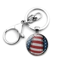 Schlüsselanhänger mit US-Flagge und Baseball-Motiv, Metall-Karabinerverschluss - Honkbal Stiche Sterne und Streifen (JY008308-3)