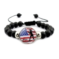 US-Flagge Baseball Armband 2023 mit mattschwarzen Perlen und verstellbarem Kordelzug - Batter 2023 Stil (JY008293-2)