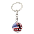 Metal keychain featuring a 2023 USA flag baseball athlete silhouette pendant - 2023 Sports Commemorative Style (JY008294-2)