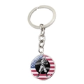 Porte-clés baseball drapeau USA avec anneau en métal et pendentif de batteur - Style Silhouette de Batteur Fond Drapeau (JY008294-5)
