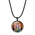 Collana con ciondolo dea indù con cabochon in vetro e cordino nero intrecciato - Stile Ritratto di Dea Indù (JY00624-5)