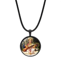 Collana dea indù Saraswati con cordino nero e pendente in vetro d'arte religiosa - Stile Gemma del Tempo Saraswati (JY00624-12)