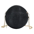 Funkelnde schwarze runde Abendtasche mit Glitzer und goldenem Kettenriemen für Damen - Schwarz