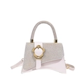 Borsa rosa con strass e base curva con fibbia a girasole per donna elegante - Oro