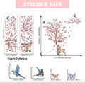 Guide détaillé des dimensions pour stickers muraux fleurs roses et oiseaux déco - Style Cerisier Cerf (MG19072)