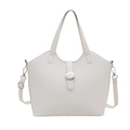 Elegant white trapezoid handbag with silver N hardware and adjustable shoulder strap - White