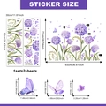 Statische Fensteraufkleber mit lila Hortensien und Schmetterlingen für Schlafzimmer - Violette Hortensie Schmetterling (DA11008)