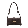 Bolso de hombro trenzado marrón oscuro con broche H dorado y correa con nudos - Marrón Oscuro
