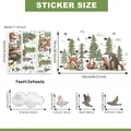 Stickers muraux animaux de la forêt avec renard et sapins pour chambre d'enfant - 30x90cm (Ensemble de 3 Feuilles)
