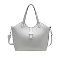 Silberne Metallic-Tragetasche mit Zierriemen und verstellbarem Schultergurt für den Alltag - Silber