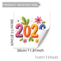 Schema dimensionale dettagliato mostra 30x30cm per gli adesivi floreali di Capodanno - Stile Fiore Numero Colorato (D20888)