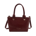 Burgunderrote Eimertasche aus PU-Leder mit geknotetem Griff und goldener Aufschrift - Rot
