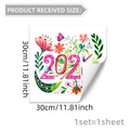 Dettaglio dell'adesivo floreale 30cm per finestre con design 2024 e texture bordo - Stile Floreale 2024 (D20889)