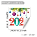 Dettaglio dell'adesivo per finestra natalizio da 30 cm con dimensioni e motivi festivi - Stile Rami di Pino Palla di Natale (D20892)
