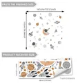 Dimensions du sticker mural espace montrant la taille finie 141x152cm et deux planches 30x90cm - Style Peint à la Main Coloré (M18103)
