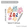 Detailed view of 30cm static window cling featuring colorful fireworks and 2026 New Year text - Hand-painted Fireworks 202 Number Style (D20880)
