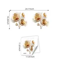 Guía de tallas de pegatinas doradas para ventanas con medidas y dos hojas incluidas por set - Estilo Floral Oro y Blanco / 30x30cm x 2 Hojas