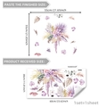Bohemian floral wall decals featuring lavender orchids and dried eucalyptus leaves - Lavender Orchid And Dry Leaf Style (M16640)