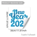 Close-up of 2026 New Year butterfly floral static window cling showing 30x30cm size specs - Blue Snowflake New Year 2026 Style (D20898)