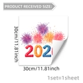 Detailed view of New Year 2026 firework window sticker with 30x30cm size specifications - Color Printing 202 Fireworks Style (D20890) / 30x30cm