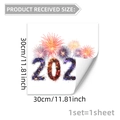 Close-up of 30cm square static firework window sticker for 2026 New Year decor - PVC Material 202 Color Fireworks Style (D20894) / 30x30cm