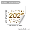 Detail of 30x30cm 3D gold Happy 2026 window sticker with butterfly and floral elements - Golden Balloon HAPPY 2026 Style (D20903)