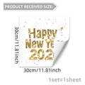 Detail of 30x30cm Happy New Year 2026 window sticker with gold glitter firework design - Glitter Happy New Year Firework Style (D20904)