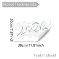 Static 2026 Happy New Year window sticker with silver butterfly floral designs 30x20cm - Silver Metallic 2026 Happy New Year Style (D20908)