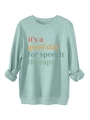Detail of light green sweatshirt with speech therapy print and ribbed cotton cuffs - Light Green
