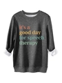 Close-up of thick white fleece lining on a dark grey speech therapy sweatshirt - Dark Gray