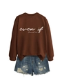 Detail of loose fit brown sweatshirt with white even if Daniel 3:18 text and denim shorts - Coffee (White Font)