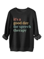 Detail of the high-quality ribbed cuffs and colorful slogan print on the black sweatshirt - Black