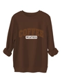 Detail of coffee brown sweatshirt showing ribbed cuffs and retro coffee weather print - Coffee