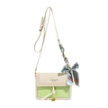 Bolso bandolera de cuero verde menta y crema con lazo decorativo de pañuelo floral - Verde