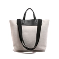 Large minimalist canvas tote bag with black contrast trim and wide shoulder strap - Black