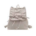 Cremeweißer PU-Leder Rucksack mit Schleifendetails und Kordelzug für Damen Design - Weiß