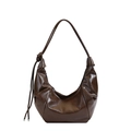 Vintage dark brown crescent hobo bag with knotted shoulder strap and sleek zipper - Brown