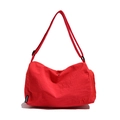 Borsa tote minimalista in tela rossa con tracolla regolabile e dettaglio etichetta moda - Rosso