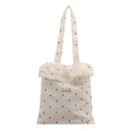 Bloemen shopper met ruches en kleine zwarte bloemmotieven voor dames modieus - Wit