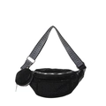 Borsa a tracolla chic a mezzaluna nera con strass, tracolla larga e mini custodia - Nero