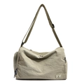 Bolso bandolera de nailon caqui con bordado FY y correa ajustable - Verde