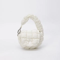 Mini bolso de hombro acolchado blanco con asa superior y correa cruzada - Blanco